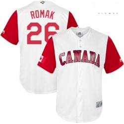 Mens Canada Baseball Majestic 26 Jamie Romak White 2017 World Baseball Classic Replica Team Jersey