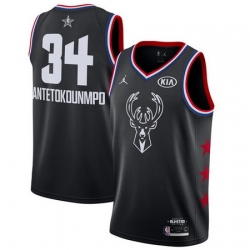 Bucks 34 Giannis Antetokounmpo Black 2019 NBA All Star Game Jordan Brand Swingman Jersey