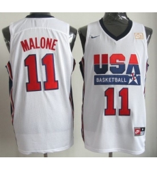 1992 Olympics Team USA 11 Karl Malone White Swingman Jersey 