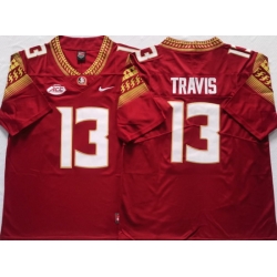 Florida State Seminoles Red #13 Jordan Travis Stitched NCAA Jersey