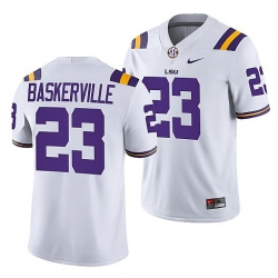 Lsu Tigers Micah Baskerville White College Football Men Jersey