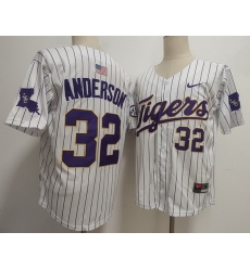 Men LSU Tigers #32 Kade Anderson White Baseball Stitched Jersey Men LSU Tigers #32 Kade Anderson White Baseball Stitched Jersey