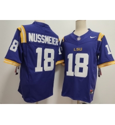 Men LSU Tigers#13 Garrett Nussmeier #18 Purple F U S E Jersey Men LSU Tigers#13 Garrett Nussmeier #18 Purple F U S E Jersey
