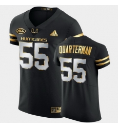 Men Miami Hurricanes Shaquille Quarterman Golden Edition Black Authentic Jersey