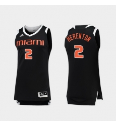 Men Miami Hurricanes Willie Herenton Black White Chase College Basketball Jersey