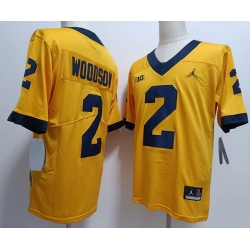 Men Michigan Wolverines #2 Charles Woodson Yellow Jordan Brand College Football Jersey