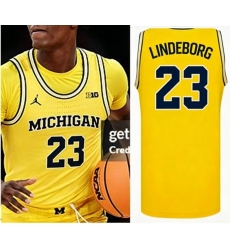 Men Michigan Wolverines Yaxel Lendeborg #23 Jordan Stitched Yellow Jersey