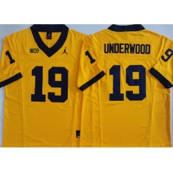 Men Michigan Wolverines Yellow #19 Bryce UNDERWOOD Stitched NCAA Jersey