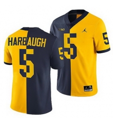 Michigan Wolverines Jim Harbaugh Navy Maize Split Edition National Award Winner Jersey