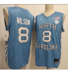 Men North Carolina #8 Caleb Wilson Basketball Blue Stitched Jersey