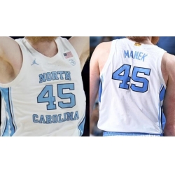 Men North Carolina Tarheels #45 Brady Manek White basketball jerseys