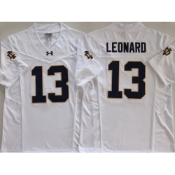 Men Notre Dame Fighting Irish #13 Riley Leonard White Stitched NCAA Jersey