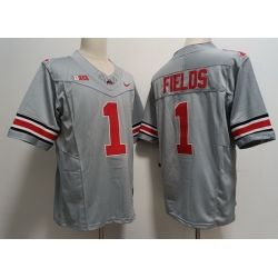 Men Ohio State Buckeyes #1 Justin Fields Gray 2023 F U S E NCAA Stitched Football Jersey