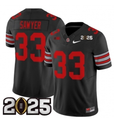 Men's Ohio State Buckeyes #33 Jack Sawyer Black 2025 CFP Final Patch F.U.S.E. Vapor Limited Stitched Football Jersey