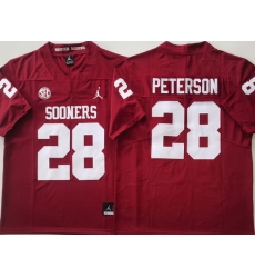 Men Oklahoma Sooners Red #28 Adrian Peterson Stitched NCAA Jersey