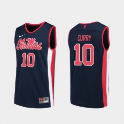 Men Ole Miss Rebels Carlos Curry Navy Replica College Basketball Jersey