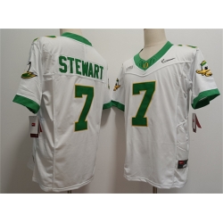 Men Oregon Ducks 7 Evan Stewart White 2024 F U S E  Stitched Jersey