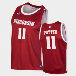 Men Wisconsin Badgers Micah Potter Replica Red College Basketball Jersey