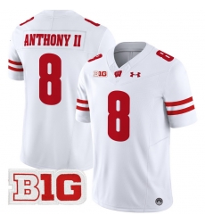 Men Youth Wisconsin Badgers 8 Vinny Anthony II White 2024 Vapor Limited Jersey All Stitched