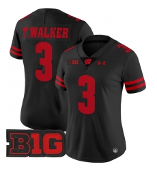 Women Wisconsin Badgers 3 Tawee Walker Black 2024 Vapor Limited Jersey All Stitched
