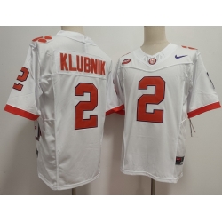 Men Clemson Tigers White #2 Cade Klubnik Stitched F U S E NCAA Jersey II