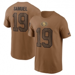 Men San Francisco 49ers 19 Deebo Samuel 2023 Brown Salute To Service Name Number T Shirt