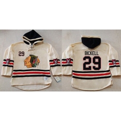 Men Chicago Blackhawks 29 Bryan Bickell Cream Heavyweight Pullover Hoodie Stitched NHL Jersey