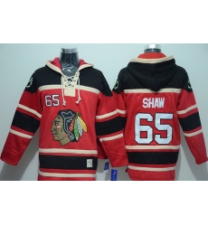 Men Chicago Blackhawks 65 Andrew Shaw Red Sawyer Hooded Sweatshirt Stitched NHL Jersey