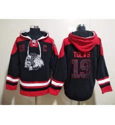 Men Chicago Blackhawks Jonathan Toews 19 Black Stitched NHL Hoodie