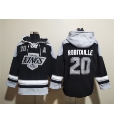 Men Los Angeles Kings 20 Luc Robitaille Black Ageless Must Have Lace Up Pullover Hoodie