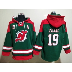 Men New Jersey Devils 19 Travis Zajac Green Stitched Hoody