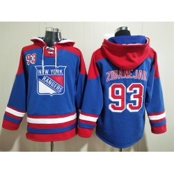 Men New York Rangers Mike Zibanejad 93 Blue Stitched NHL Hoodie