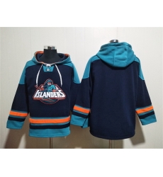 Men New York Islanders Blank Black Ageless Must Have Lace Up Pullover Hoodie