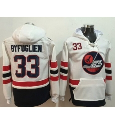 Men Winnipeg Jets 33 Dustin Byfuglien White Name  26 Number Pullover NHL Hoodie