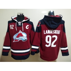 Men Colorado Avalanche Gabriel Landeskog 92 Red Stitched NHL Hoodie