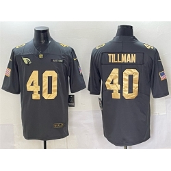 Men Arizona Cardinals 40 Pat Tillman Grey Gold Salute To Service Limited Stitched Jersey