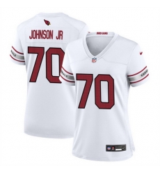 Women Arizona Cardinals 70 Paris Johnson Jr White 2023 Draft Stitched Game Jersey