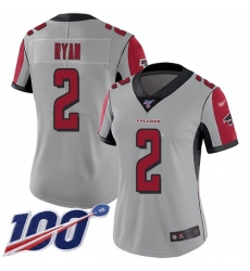 Falcons #2 Matt Ryan Silver Women Stitched Football Limited Inverted Legend 100th Season Jersey