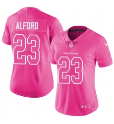 Womens Nike Falcons #23 Robert Alford Pink  Stitched NFL Limited Rush Fashion Jersey