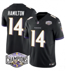 Men Baltimore Ravens 14 Kyle Hamilton Black F U S E 2024 AFC North Division Champions Vapor Limited Football Jersey