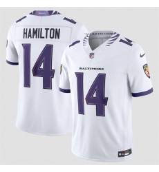Men Baltimore Ravens 14 Kyle Hamilton White 2026 F U S E Stitched Vapor Limited Football Jersey Men Baltimore Ravens 14 Kyle Hamilton White 2026 F U S E Stitched Vapor Limited Football Jersey
