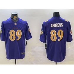 Men Baltimore Ravens 89 Mark Andrews Purple Gold Vapor Untouchable Limited Football Jersey