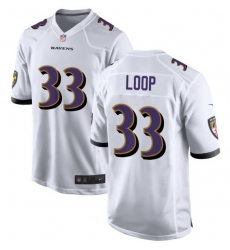 Men Baltimore Ravens Tyler Loop #33 White F U S E Stitched NFL Jersey