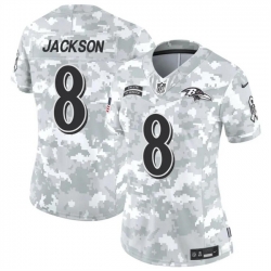 Women Baltimore Ravens 8 Lamar Jackson 2024 F U S E Arctic Camo Salute To Service Limited Stitched Football Jersey