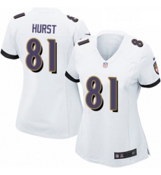 Womens Nike Baltimore Ravens 81 Hayden Hurst Game White NFL Jersey