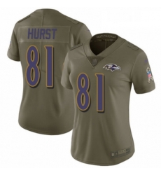 Womens Nike Baltimore Ravens 81 Hayden Hurst Limited Olive 2017 Salute to Service NFL Jersey