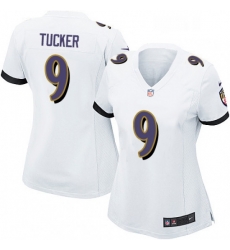 Womens Nike Baltimore Ravens 9 Justin Tucker Game White NFL Jersey