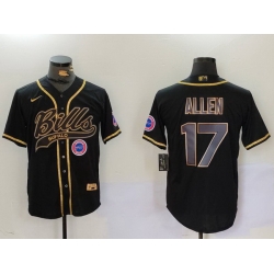 Men Buffalo Bills 17 Josh Allen Black Cool Base Stitched Baseball Jersey 2