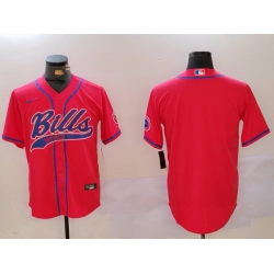 Men Buffalo Bills Red Team Blank Cool Base Stitched Baseball Jersey