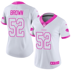 Nike Bills #52 Preston Brown White Pink Womens Stitched NFL Limited Rush Fashion Jersey